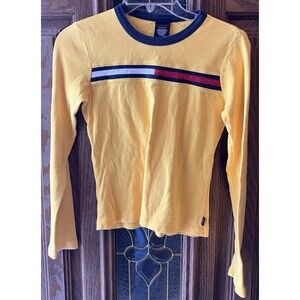 Boy's Tommy Hilfiger Jeans Yellow Long Sleeve T Shirt Size M Logo 100% Cotton